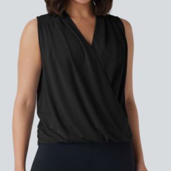 Banana Republic Black Draped Surplice Sleeveless Blouse - XL - Picture 2 of 7